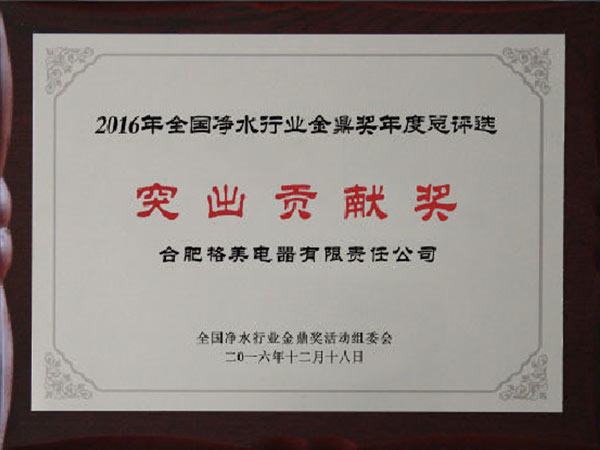全國凈水行業突出貢獻獎